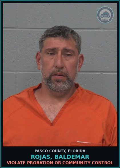 CCW arrest card for ROJAS, BALDEMAR in Pasco County: VIOLATE PROBATION OR COMMUNITY CONTROL