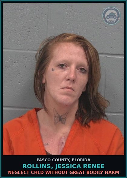 CCW arrest card for ROLLINS, JESSICA RENEE in Pasco County: NEGLECT chld WITHOUT GREAT BODILY HARM