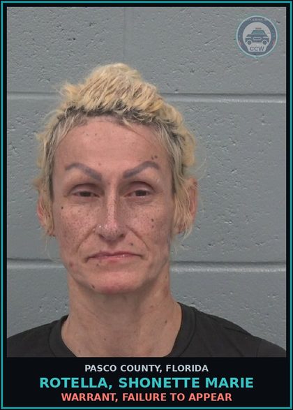 CCW arrest card for ROTELLA, SHONETTE MARIE in Pasco County: WARRANT, FAILURE TO APPEAR