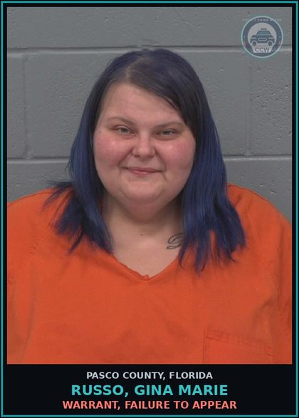 CCW arrest card for RUSSO, GINA MARIE in Pasco County: WARRANT, FAILURE TO APPEAR