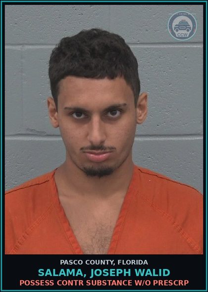 CCW arrest card for SALAMA, JOSEPH WALID in Pasco County: POSSESS contr substance W/O PRESCRIPTION