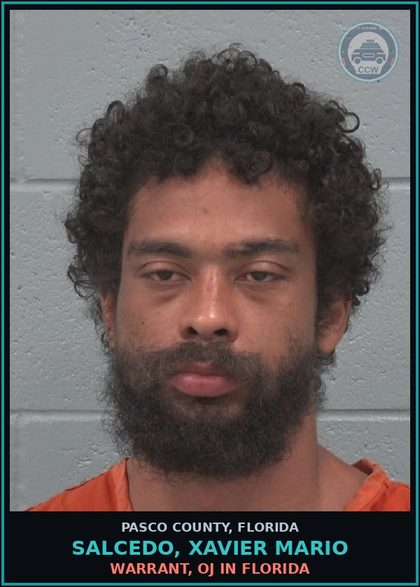 CCW arrest card for SALCEDO, XAVIER MARIO in Pasco County: WARRANT, OJ IN FLORIDA
