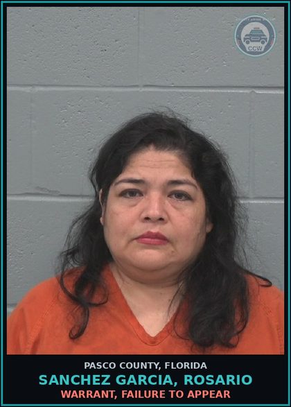 CCW arrest card for SANCHEZ GARCIA, ROSARIO in Pasco County: WARRANT, FAILURE TO APPEAR