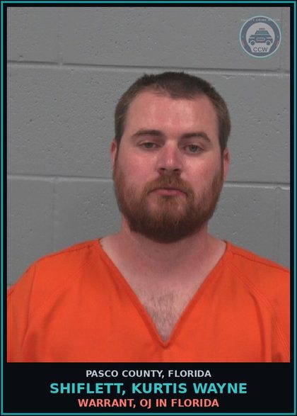 CCW arrest card for SHIFLETT, KURTIS WAYNE in Pasco County: WARRANT, OJ IN FLORIDA