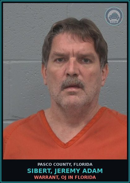 CCW arrest card for SIBERT, JEREMY ADAM in Pasco County: WARRANT, OJ IN FLORIDA