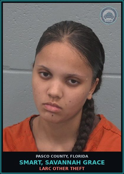 CCW arrest card for SMART, SAVANNAH GRACE in Pasco County: LARC OTHER THEFT