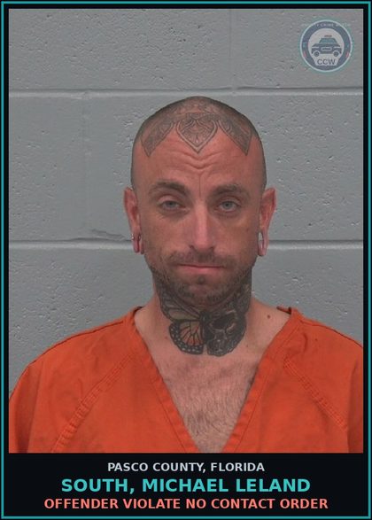CCW arrest card for SOUTH, MICHAEL LELAND in Pasco County: OFFENDER VIOLATE NO CONTACT ORDER