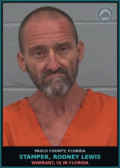 CCW arrest card for STAMPER, RODNEY LEWIS in Pasco County: WARRANT, OJ IN FLORIDA