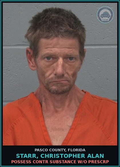 CCW arrest card for STARR, CHRISTOPHER ALAN in Pasco County: POSSESS contr substance W/O PRESCRIPTION