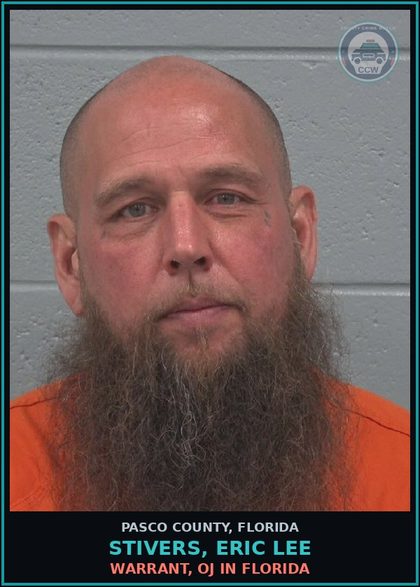 CCW arrest card for STIVERS, ERIC LEE in Pasco County: WARRANT, OJ IN FLORIDA