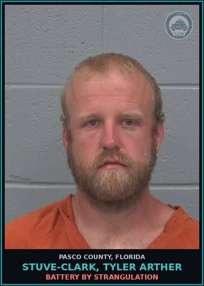CCW arrest card for STUVE-CLARK, TYLER ARTHER in Pasco County: BATTERY BY STRANGULATION