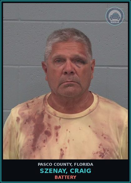 CCW arrest card for SZENAY, CRAIG in Pasco County: BATTERY