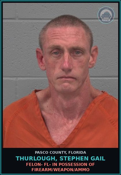 CCW arrest card for THURLOUGH, STEPHEN GAIL in Pasco County: POSSESS contr substance W/O PRESCRIPTION
