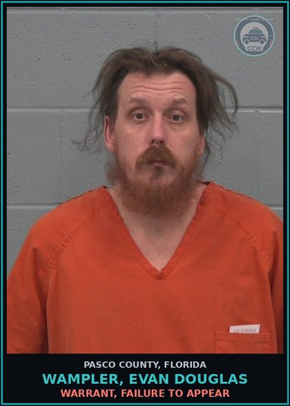 CCW arrest card for WAMPLER, EVAN DOUGLAS in Pasco County: WARRANT, FAILURE TO APPEAR