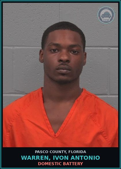CCW arrest card for WARREN, IVON ANTONIO in Pasco County: DOMESTIC BATTERY