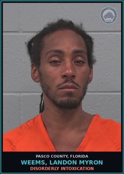 CCW arrest card for WEEMS, LANDON MYRON in Pasco County: DISORDERLY INTOXICATION