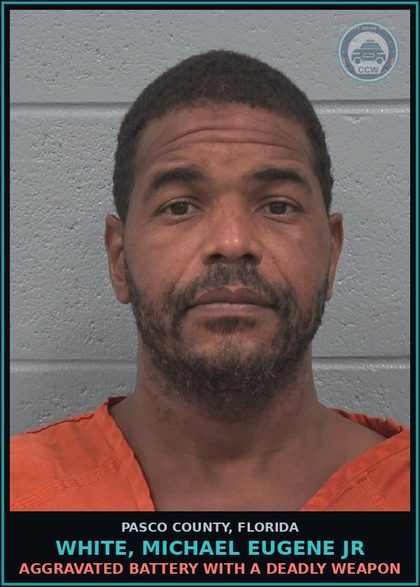 CCW arrest card for WHITE, MICHAEL EUGENE JR in Pasco County: AGGRAVATED BATTERY WITH A DEADLY WEAPON