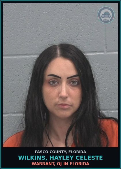CCW arrest card for WILKINS, HAYLEY CELESTE in Pasco County: WARRANT, OJ IN FLORIDA