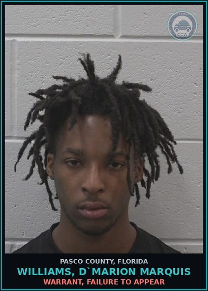 CCW arrest card for WILLIAMS, D`MARION MARQUIS in Pasco County: WARRANT, FAILURE TO APPEAR