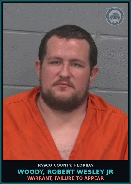 CCW arrest card for WOODY, ROBERT WESLEY JR in Pasco County: WARRANT, FAILURE TO APPEAR