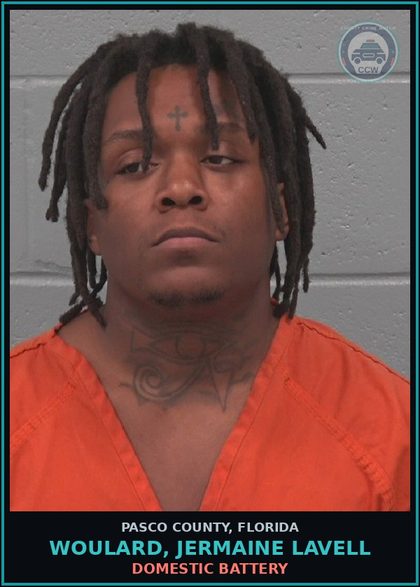 CCW arrest card for WOULARD, JERMAINE LAVELL in Pasco County: DOMESTIC BATTERY