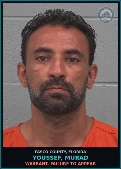 CCW arrest card for YOUSSEF, MURAD in Pasco County: WARRANT, FAILURE TO APPEAR