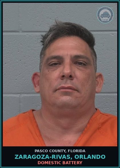 CCW arrest card for ZARAGOZA-RIVAS, ORLANDO in Pasco County: DOMESTIC BATTERY