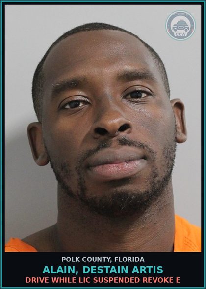 CCW arrest card for ALAIN, DESTAIN ARTIS in Polk County: Drive While Lic Suspended Revoke E
