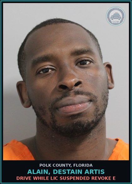 CCW arrest card for ALAIN, DESTAIN ARTIS in Polk County: Drive While Lic Suspended Revoke E