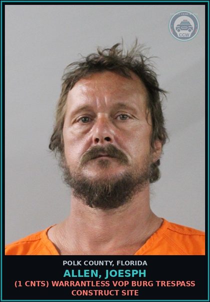 CCW arrest card for ALLEN, JOESPH in Polk County: Viol of Probation Community Contro