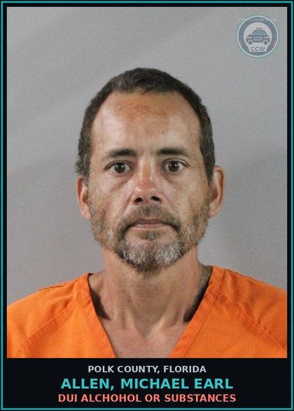 CCW arrest card for ALLEN, MICHAEL EARL in Polk County: Resist Officer with Violence