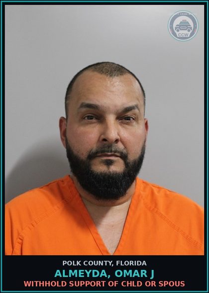 CCW arrest card for ALMEYDA, OMAR J in Polk County: Withhold Support of chld or Spous