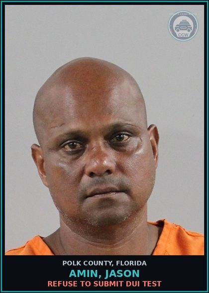 CCW arrest card for AMIN, JASON in Polk County: 0.15 or Higher or W Person Under 1