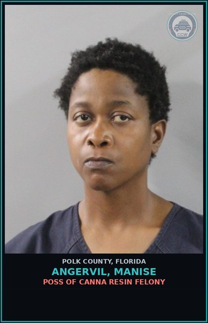 CCW arrest card for ANGERVIL, MANISE in Polk County: Canna POSSESS Not More Than 20