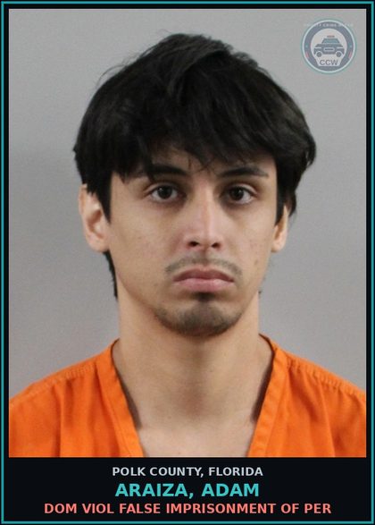 CCW arrest card for ARAIZA, ADAM in Polk County: Dom Viol False Imprisonment of Per