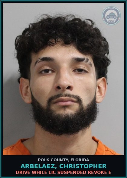 CCW arrest card for ARBELAEZ, CHRISTOPHER in Polk County: Drive While Lic Suspended Revoke E