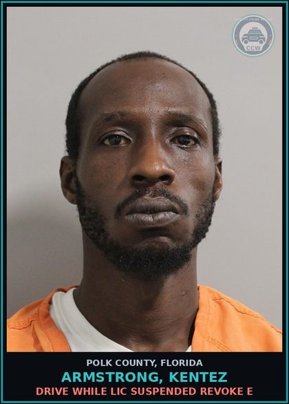 CCW arrest card for ARMSTRONG, KENTEZ in Polk County: Drive While Lic Suspended Revoke E