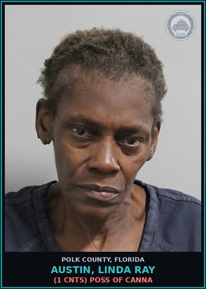 CCW arrest card for AUSTIN, LINDA RAY in Polk County: (1 cnts) POSS OF Canna