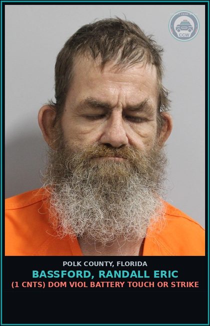 CCW arrest card for BASSFORD, RANDALL ERIC in Polk County: (1 cnts) DOM VIOL BATTERY TOUCH OR STRIKE