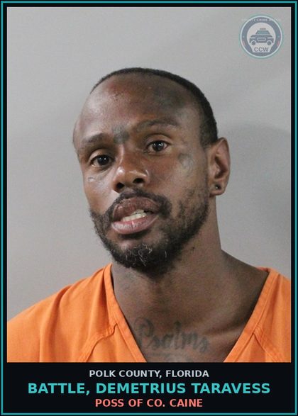 CCW arrest card for BATTLE, DEMETRIUS TARAVESS in Polk County: Resist Officer without Violence