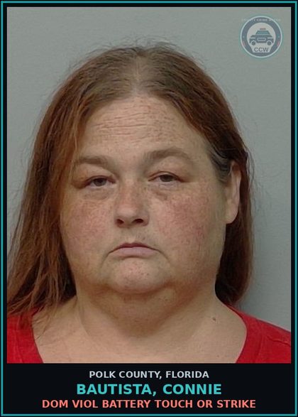 CCW arrest card for BAUTISTA, CONNIE in Polk County: Dom Viol Battery Touch or Strike