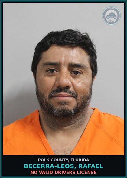 CCW arrest card for BECERRA-LEOS, RAFAEL in Polk County: No Valid Drivers License