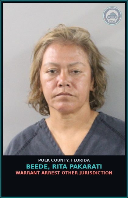 CCW arrest card for BEEDE, RITA PAKARATI in Polk County: Warrant Arrest Other Jurisdiction