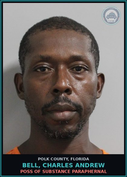 CCW arrest card for BELL, CHARLES ANDREW in Polk County: POSS OF DRUG PARAPHERNAL