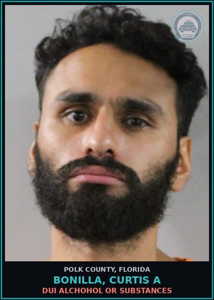 CCW arrest card for BONILLA, CURTIS A in Polk County: Resist Officer without Violence