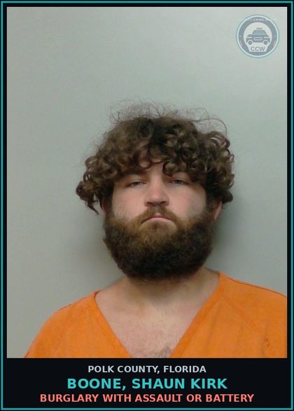 CCW arrest card for BOONE, SHAUN KIRK in Polk County: Burglary with Assault or Battery