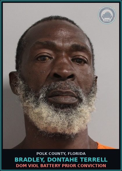 CCW arrest card for BRADLEY, DONTAHE TERRELL in Polk County: Dom Viol Battery Prior Conviction