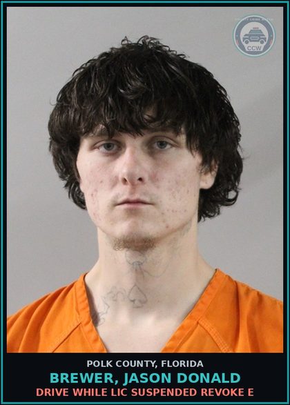 CCW arrest card for BREWER, JASON DONALD in Polk County: Drive While Lic Suspended Revoke E