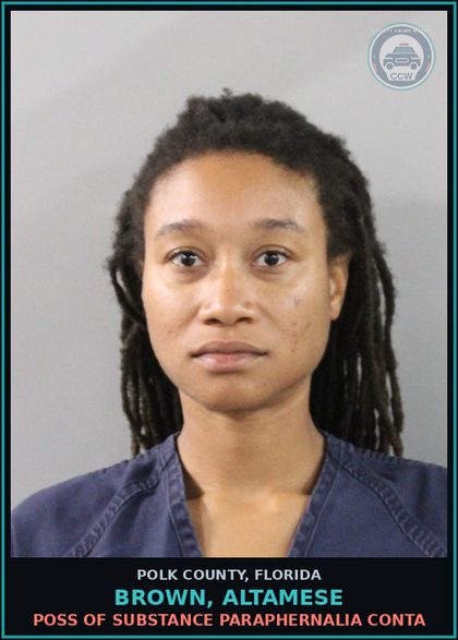 CCW arrest card for BROWN, ALTAMESE in Polk County: Canna POSSESS Not More Than 20