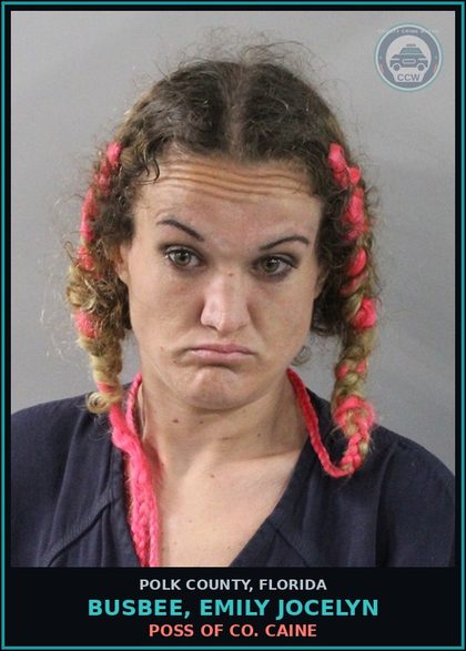 CCW arrest card for BUSBEE, EMILY JOCELYN in Polk County: POSS OF COCAINE